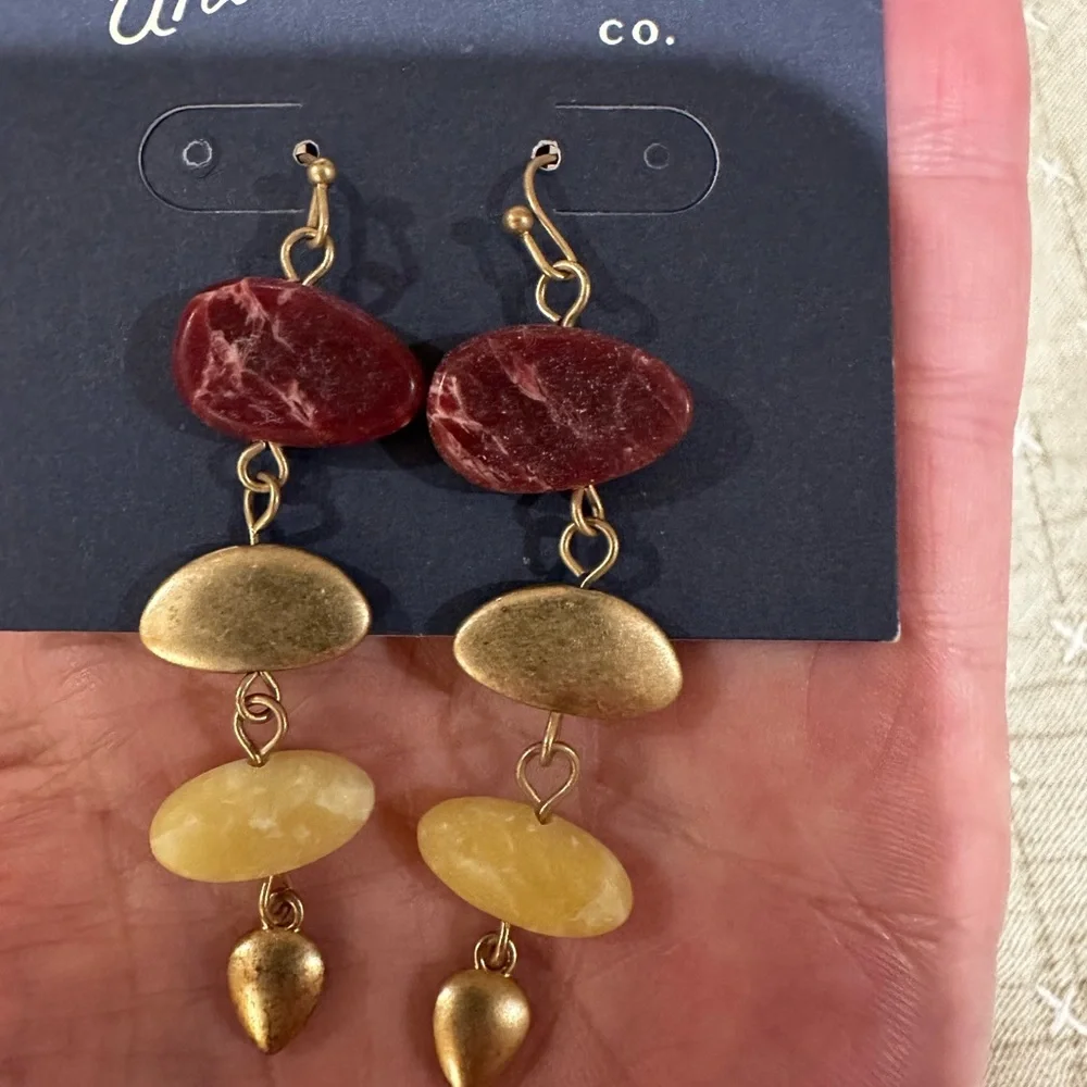 Universal Thread Semi Precious Stone Dangle Earrings (NWT) Set of 2: Pierced - Picture 5 of 8